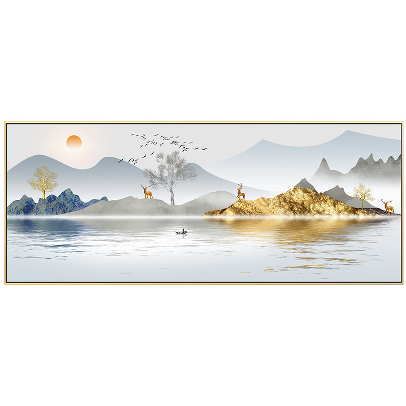 山水风景画十字绣2022t新款线绣客厅手工自己刺绣玄关卧室发财麋