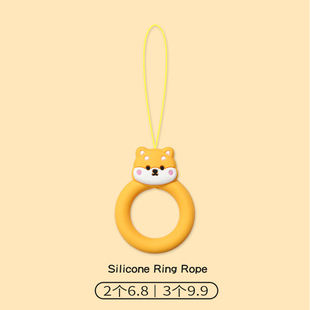 可爱柴犬手机壳挂绳短款硅胶指环圈挂坠吊坠优盘防丢神器u盘挂件