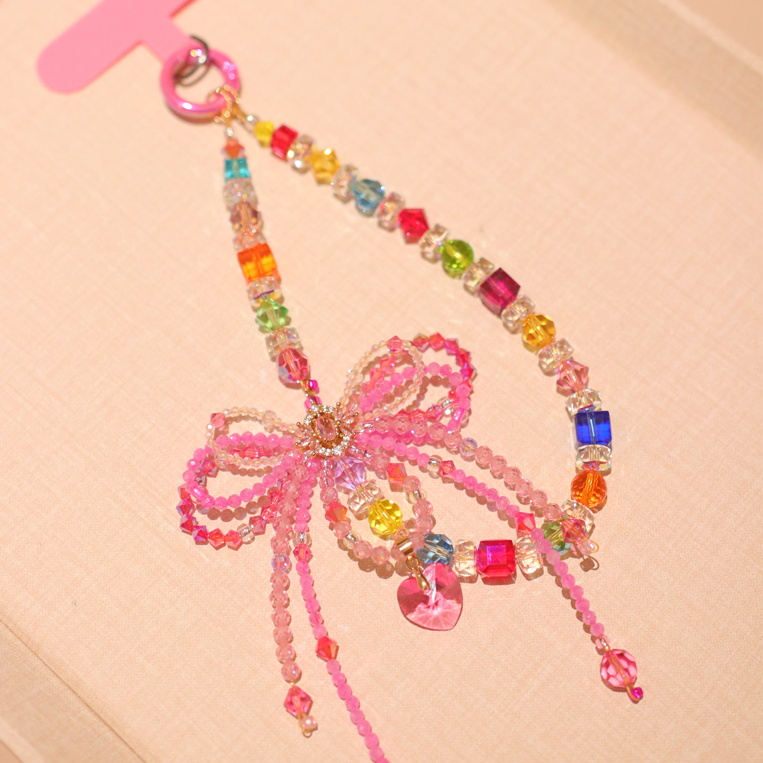 超重工！华丽丽施华洛水晶蝴蝶结手机链车挂件包包挂饰精致饰品