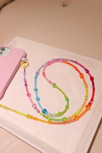 把彩虹带身上｜原创手作精致人造水晶彩虹渐变斜挎手机链