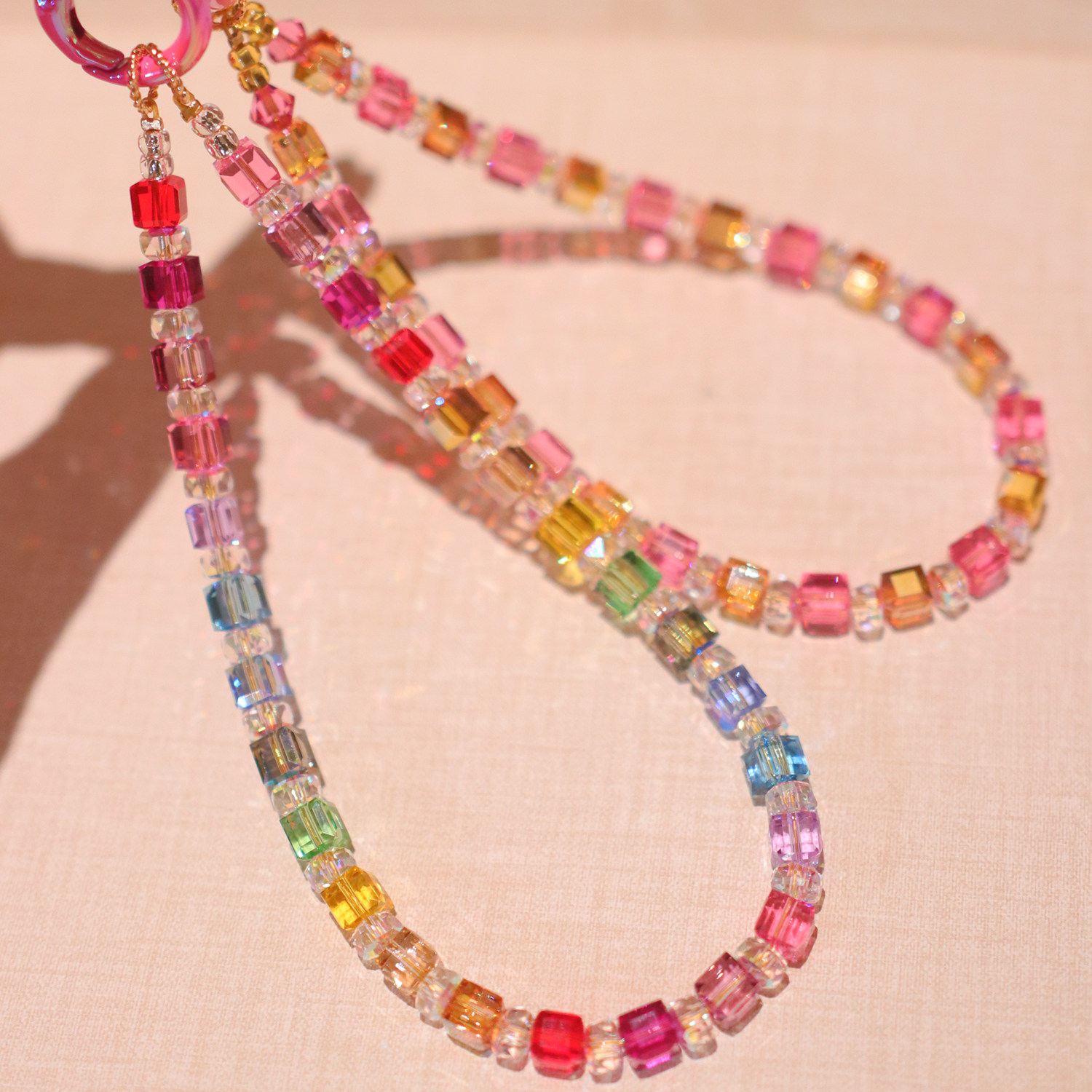 精致奢华感施华洛水晶方糖系列手机链手机挂件饰品贵气包包挂饰