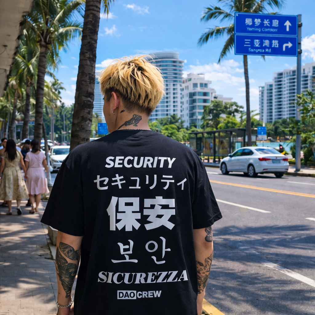 海南制造DAOCrew小众岛民潮牌ins保安专用短袖T恤岛民情侣装