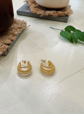 「缠绕」冷淡风精致金属绕丝小众设计感C形耳环日常通勤百搭耳钉