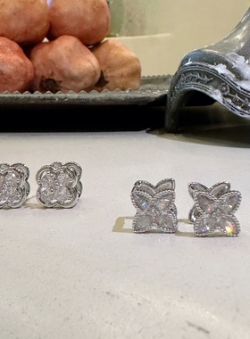 闪耀缪斯 gao版驴家双面立体爆闪四叶草耳钉洋气轻奢ins耳钉耳饰