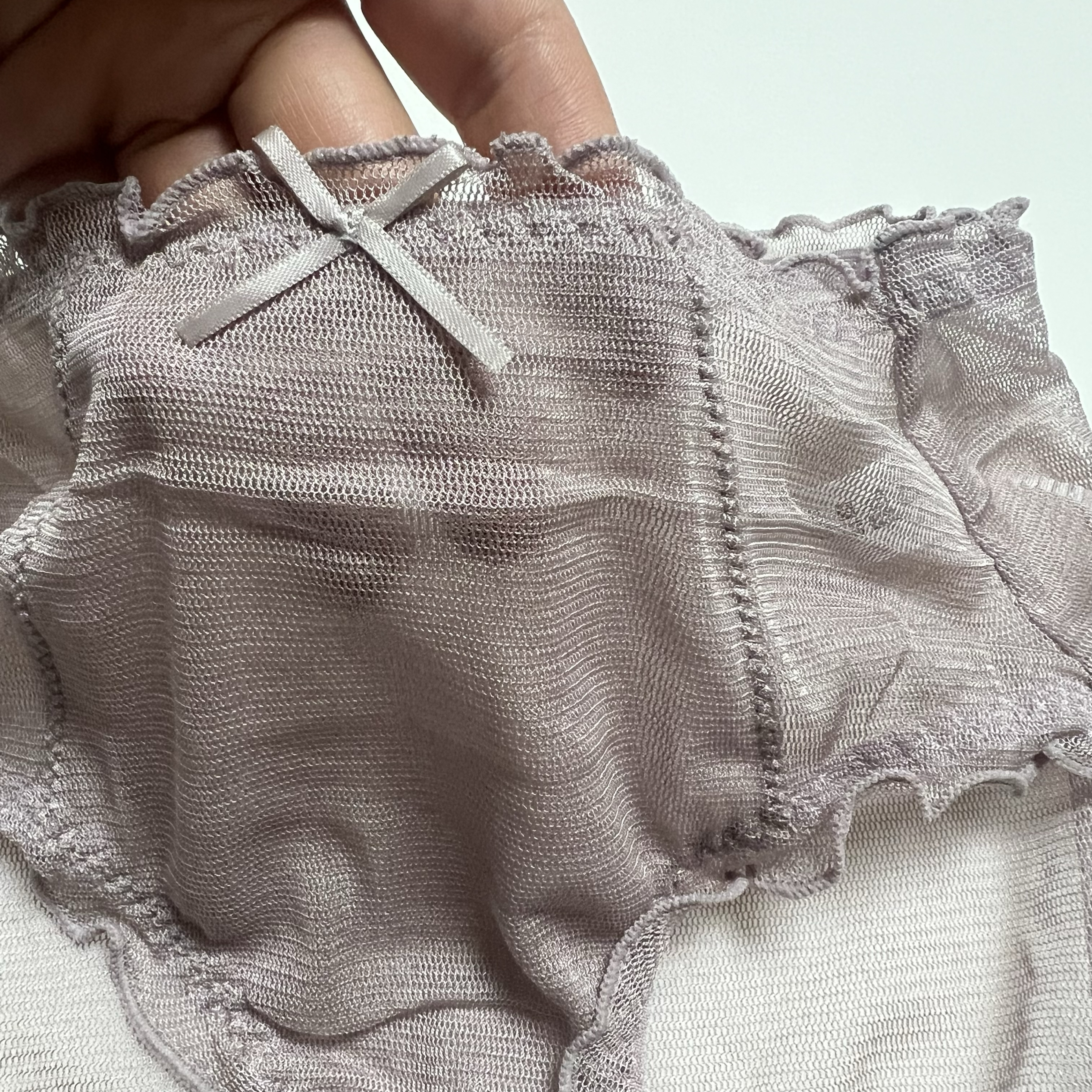 100%桑蚕丝网眼三角内裤中低腰设计真丝针织面料超薄亲肤透气裸感