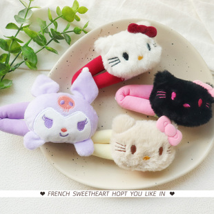 卡通毛绒掰掰发夹可爱少女心装饰刘海夹泡泡海绵三丽欧公仔发饰