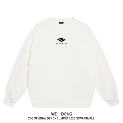 WE11DONE CDG小众潮牌WELLDONE美式高街男女重磅宽松加绒圆领卫衣