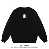 WE11DONE CDG美式 潮牌WELLDONE三条杠男女重磅宽松加绒圆领卫衣秋