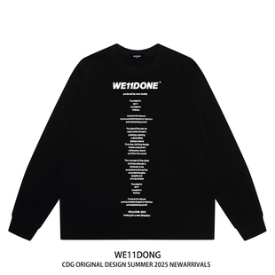 t恤 WELLDONE字母印花男女圆领纯棉长袖 WE11DONE CDG小众潮牌美式