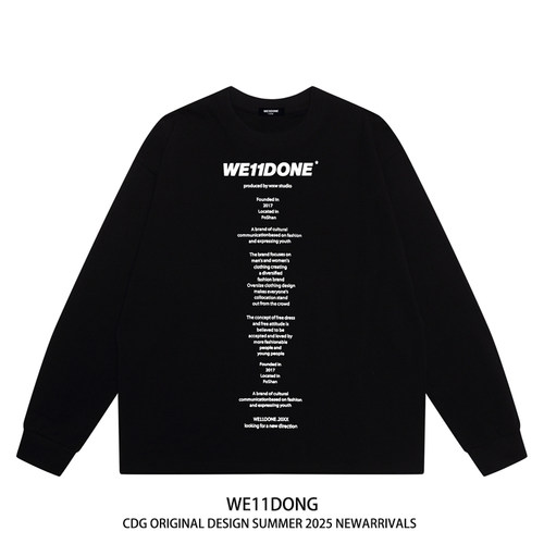 WE11DONE字母印花圆领长袖t恤