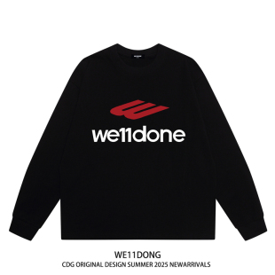 t恤打底衫 WE11DONE 男女宽松纯棉长袖 高街WELLDONE秋季 潮 CDG美式