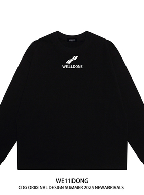 WE11DONE CDG小众潮牌WELLDONE美式字母印花男女宽松纯棉长袖T恤