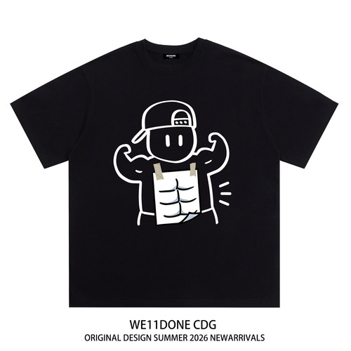 WE11DONECDG卡通肌肉男短袖t恤