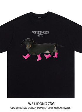 WE11DONE CDG赵露思同款腊肠狗狗可爱百搭宽松男女纯棉短袖T恤夏