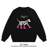 WE11DONE CDG美式 潮牌趣味狗狗印花男女情侣重磅宽松加绒圆领卫衣