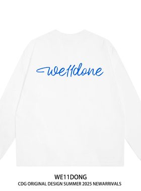 WE11DONE CDG小众潮牌美式高街休闲宽松男女情侣款纯棉长袖t恤ins