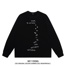 WE11DONE CDG小众潮牌WELLDONE字母印花男女重磅纯棉宽松长袖t恤