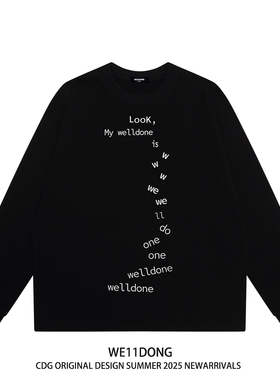 WE11DONE CDG小众潮牌WELLDONE字母印花男女重磅纯棉宽松长袖t恤
