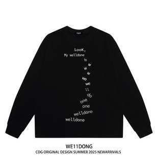 WE11DONE t恤 CDG小众潮牌WELLDONE字母印花男女重磅纯棉宽松长袖