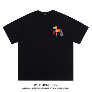 t恤 潮牌WELLDONE马年限定男女重磅宽松纯棉短袖 WE11DONE CDG美式