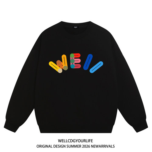 WE11DONECDG彩色字母圆领卫衣