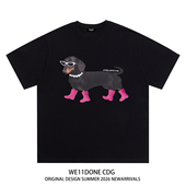 潮牌WELLDONE腊肠狗狗印花重磅宽松纯棉短袖 WE11DONE CDG美式 t恤