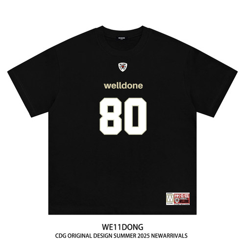 WE11DONE CDG小众潮牌80号球衣半袖WELLDONE男女休闲宽松短袖T恤