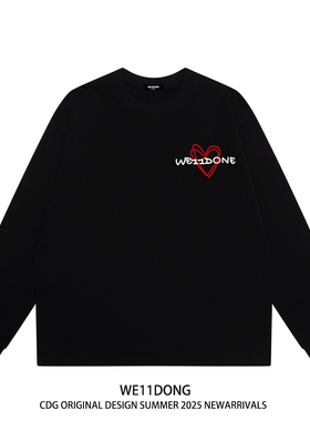 WE11DONE CDG潮牌WELLDONE美式高街爱心印花纯棉打底衫长袖t恤秋