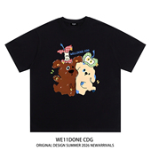 潮牌WELLDONE小熊印花男女重磅宽松纯棉短袖 WE11DONE CDG美式 t恤