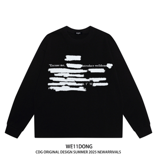 T恤打底衫 潮牌WELLDONE重磅男女宽松纯棉长袖 秋 CDG美式 WE11DONE