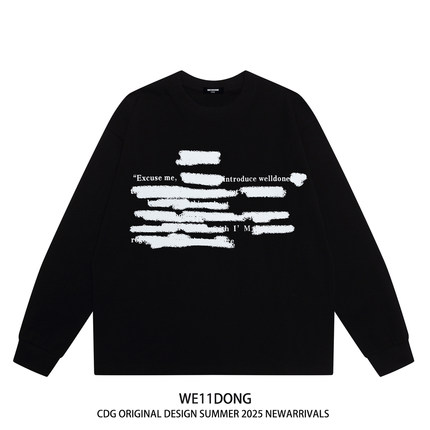 WE11DONE CDG美式潮牌WELLDONE重磅男女宽松纯棉长袖T恤打底衫秋