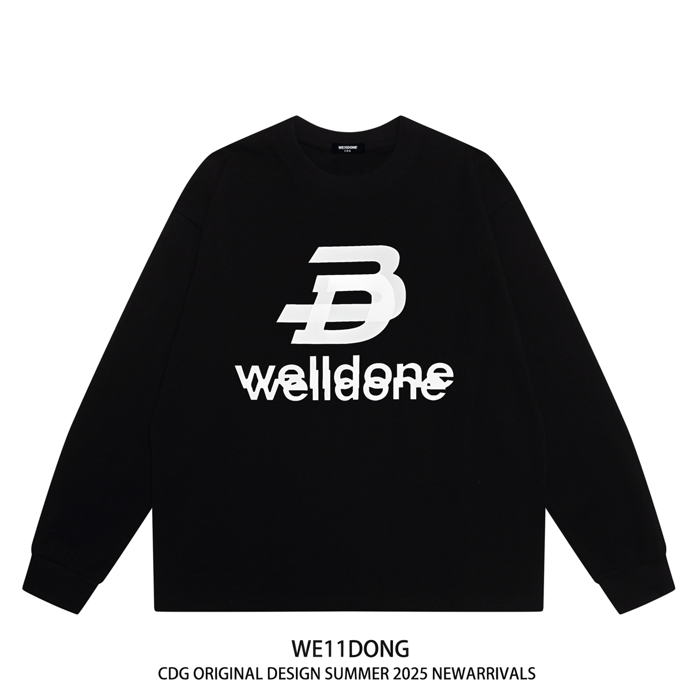 WE11DONE重影字母纯棉长袖t恤