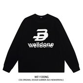 WE11DONE CDG小众潮牌重影字母WELLDONE男女宽松重磅纯棉长袖 t恤