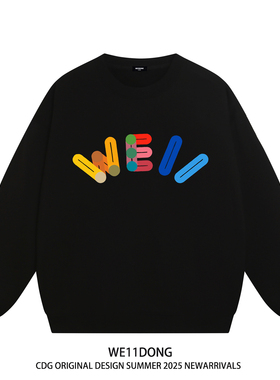 WE11DONE CDG美式潮牌WELLDONE彩色字母印花男女宽松加绒圆领卫衣