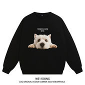 WE11DONE CDG美式 潮牌西高地狗狗印花男女重磅宽松加绒圆领卫衣秋