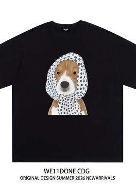 WE11DONE CDG美式潮牌WELLDONE小狗印花男女重磅宽松纯棉短袖t恤