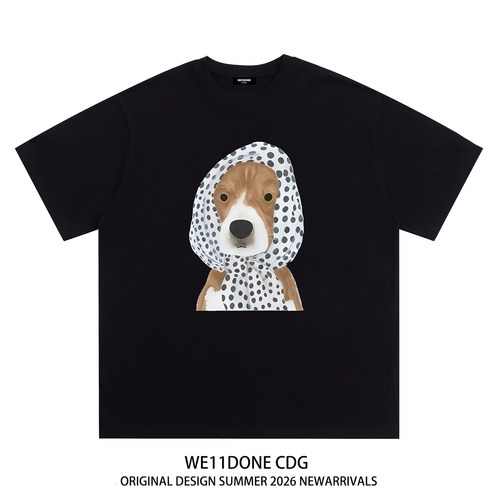 WE11DONECDG小狗印花短袖t恤