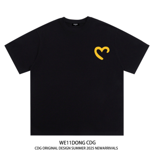 t恤 爱心印花男女情侣宽松重磅纯棉短袖 WE11DONE CDG小众潮牌夏季
