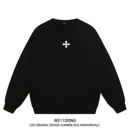 WE11DONE 十字架印花男女情侣重磅宽松加绒圆领卫衣 CDG王嘉尔同款