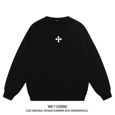 WE11DONE同款十字架印花圆领卫衣