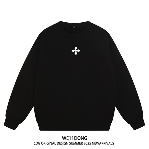 WE11DONE同款十字架印花圆领卫衣