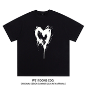 潮牌WELLDONE爱心印花男女重磅宽松纯棉短袖 WE11DONE CDG美式 t恤