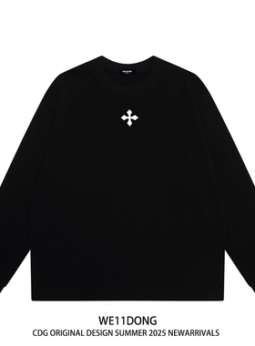 WE11DONE CDG王嘉尔同款十字架印花男女宽松纯棉长袖t恤打底衫潮