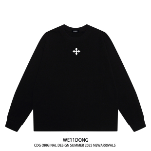 t恤打底衫 十字架印花男女宽松纯棉长袖 潮 CDG王嘉尔同款 WE11DONE
