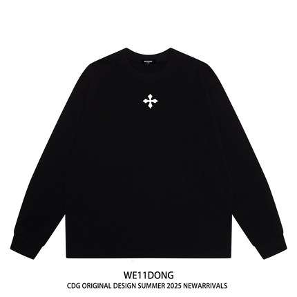 WE11DONE CDG王嘉尔同款十字架印花男女宽松纯棉长袖t恤打底衫潮