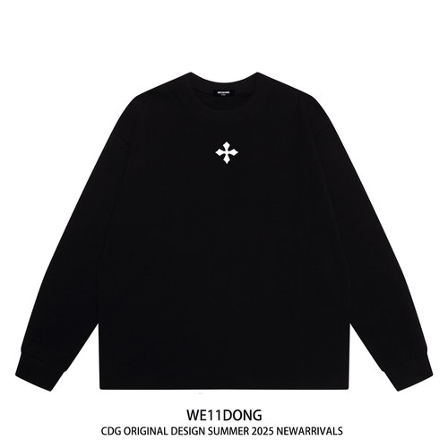 WE11DONE十字架宽松纯棉长袖t恤