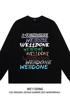 WE11DONE CDG小众潮牌字母WELLDONE美式高街男女宽松纯棉长袖t恤