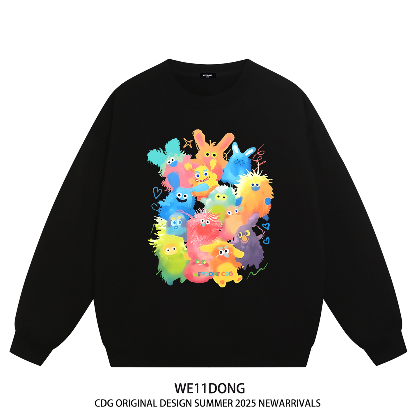 WE11DONE重磅宽松加绒圆领卫衣