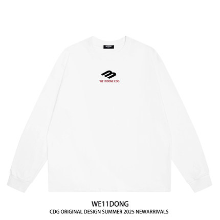 WE11DONE CDG美式潮牌WELLDONE字母印花男女宽松纯棉长袖t恤上衣