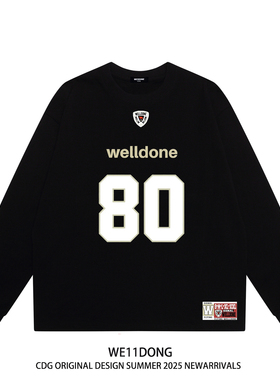 WE11DONE CDG潮牌80号球衣WELLDONE男女宽松纯棉长袖t恤打底衫秋